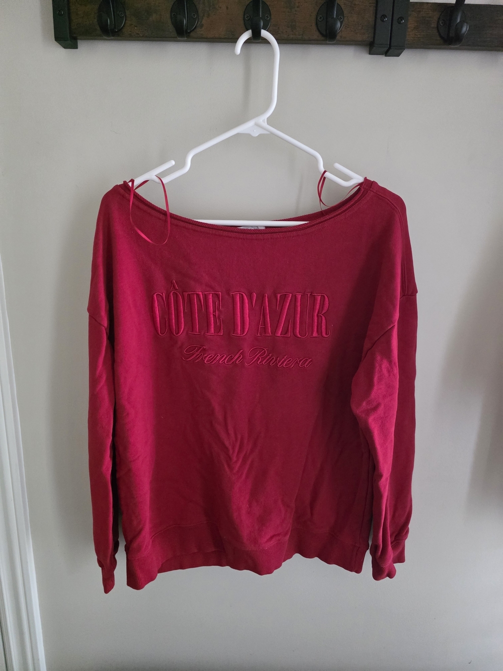 Garage Off-the-Shoulder Sweater in Deep Pink